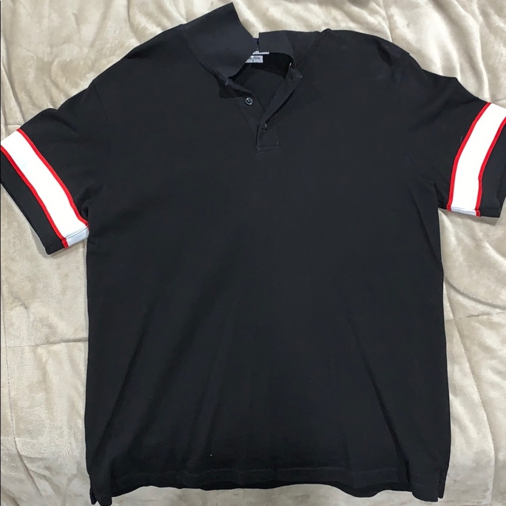 Fashion Nova Black Striped Polo Shirt